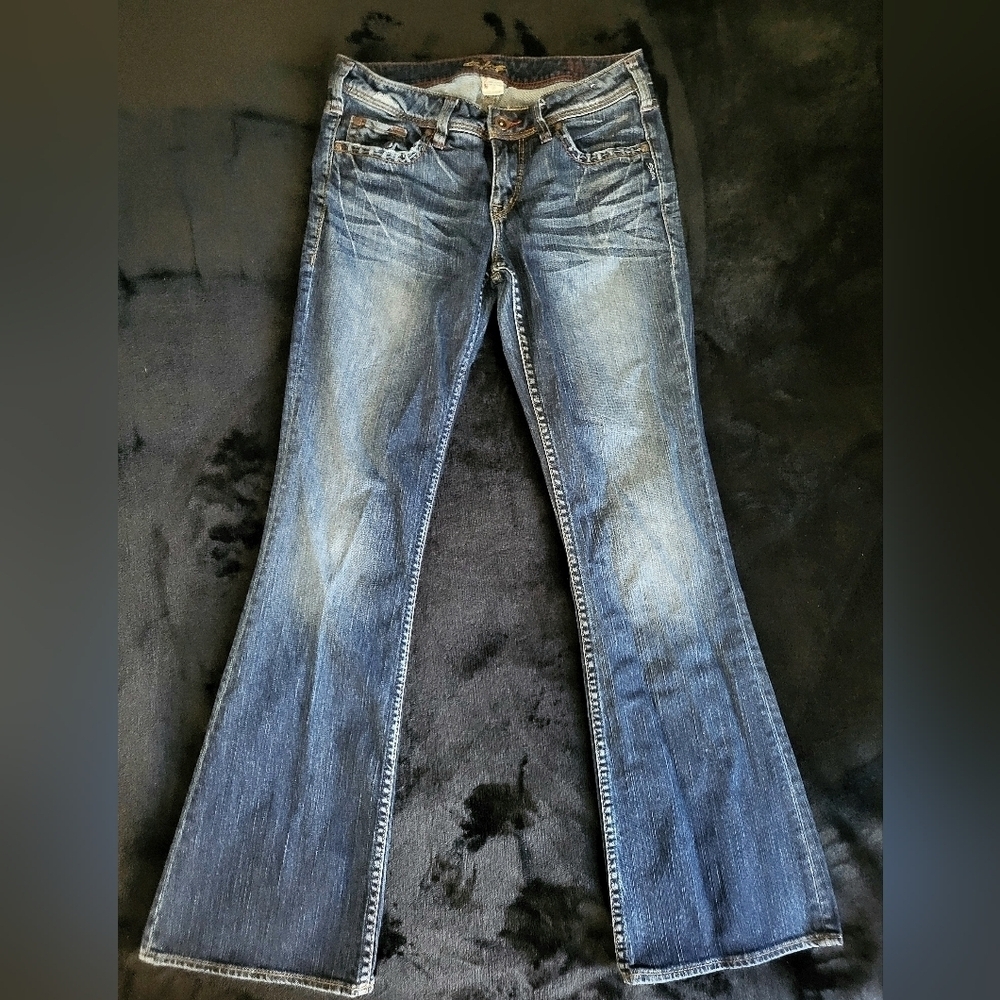 Silver - Women's Aiko Wide Leg Blue Jeans- Size 29